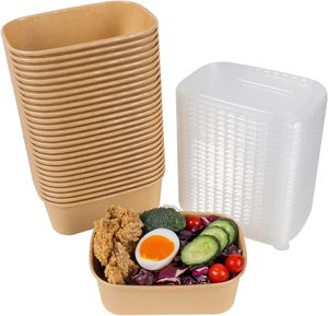 Wadah makanan sekali pakai wadah makan siang bungkus kertas Kraft wadah makanan makanan makanan Salad mie kotak kertas makan siang - Product Image 1