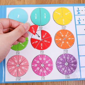 Jouet d'apprentissage de la <span class=keywords><strong>fraction</strong></span> Montessori Puzzle mathématique en bois pour enfants avec des cercles de <span class=keywords><strong>fraction</strong></span> colorés Jeu éducatif - Product Image 4