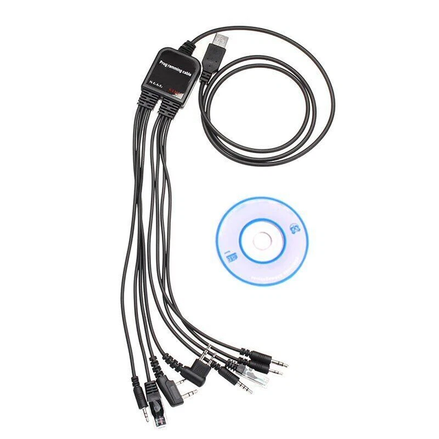 Handheld Walkie Talkie Programming Data Cable 8-in-1 USB Multi-Use 50km Range