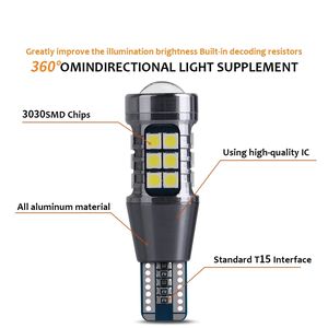 หลอดไฟ LED รถยนต์ T15 W16W <span class=keywords><strong>WY16W</strong></span> สำหรับไฟถอยหลัง 3030 27SMD 1156 ไฟเลี้ยว ไฟท้าย ไฟเบรก ระบบ Canbus ไม่มี Error สีขาว 6000K - Product Image 4