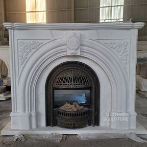 <span class=keywords><strong>Francia</strong></span> moderno tallado a mano victoriano arqueado insertar piedra Natural mármol blanco chimenea envolvente - Product Image 6