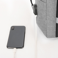 Ensemble 3 pièces personnalisé et tendance : Sac à dos pour ordinateur portable en polyester durable et imperméable, sac à bandoulière, trousse à crayons, fermeture éclair antivol USB