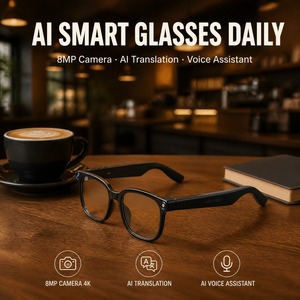 <b>Smart</b> Glasses with Camera Ai Translation 4K 8MP Shooting Glasses Taking Photo Identifying Objects Voice Assistant Sunglasses - Product Image 1