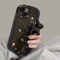 Coque de téléphone souple transparente antichoc avec motif de perles de bouledogue de dessin animé mignon pour iPhone 14 12 11 13 Pro XR X XS Max 7 8 Plus 18pro 18pm