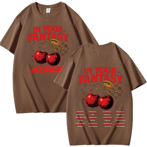 Maglietta a maniche lunghe ATEEZ 2026 World Tour Your Fantasy Cherry Blank, vestibilità ampia, effetto vintage, tinta unita, traspirante e leggera - Product Image 2