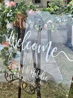 Enseigne de mariage en verre transparent, panneau de bienvenue en acrylique à personnaliser, 18x24, affichage et présentation de mariage