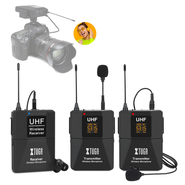 XTUGA CM8 Wireless Lightweight Portable Condenser Lavalier Microphone Smartphones Cardioid Lapel Recording Camera