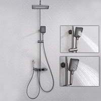Douche carrée intelligente à affichage numérique, quatre fonctions, en cuivre brossé, à montage en surface, style moderne et minimaliste, vente en gros d'usine