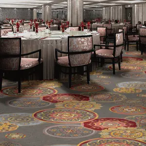 酒店会议室和走廊定制3D打印环形堆簇绒装饰墙对墙地毯4米宽