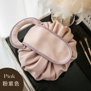 Tea Break Donut Shape <b>Makeup</b> <b>Bag</b> Portable <b>Drawstring</b> Closure Travel Toiletry Storage <b>Bag</b> Everyday Use - Product Image 3