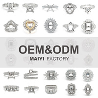MaiYi Platin 9k 14k 18k Gold Halbfassung Ringfassung Damenschmuck Komponenten 3 Steine Rohling Lünettenfassung