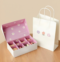 Benutzer definierte Food Candy Paper Box für Macarons Chocolate Luxury Cute Geschenk boxen und Papiertüte Cake Candy Boxes