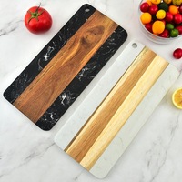 Akazien holz und Marmor Lazy Susan Drehteller Esstisch platte Holz Runde Lazy Susan Servier brett