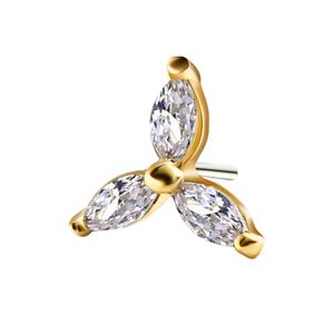 Piercing Stories 14K Oro sólido Clear Marquise CZ Threadless Nose Stud Push in Labret Piercing para el cuerpo Joyería - Product Image 3