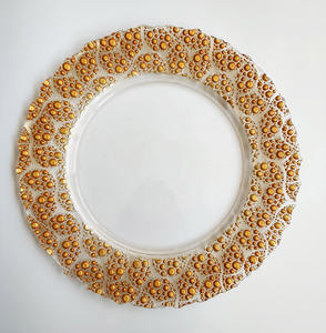 Luxo Sem Chumbo Ouro Rosa Pontos Carregador Placas De Vidro Modern Party Casamento Eventos Decoração Versátil Jantar Louça - Product Image 6