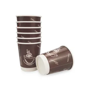 卸売シングル/ダブル/リップル壁カスタム印刷ホットドリンククラフトPEコーティング紙コーヒーカップ