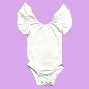 Grosir Kostum Tari Balet Leotard Balita Anak-anak Leotard Balet Putih Katun Spandeks Anak Perempuan Lengan Beotard dengan Kancing