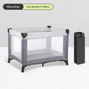 Lit de jeu pliable en métal pour bébé, sans installation, modulable, portable et mobile, avec barrière de sécurité – Vente en gros - Product Image 6