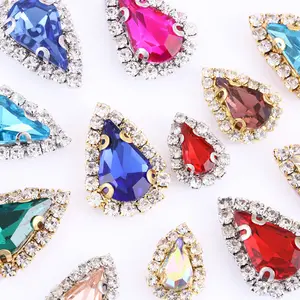 Junjiao Drop Crystal Clasp Loose Crystal Sew On Crystal Clasp Decorative Stone For Bags Decoration Accessories