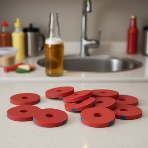 Joints en caoutchouc pour bouteilles de bière, paquet de 20, rouges avec trou pour contenants de boissons - Product Image 3