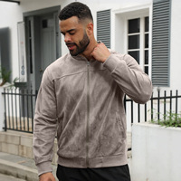 Blouson zippé décontracté pour homme, style punk sportif, en daim velours uni, col montant, printemps, transfrontalier Europe-Amérique