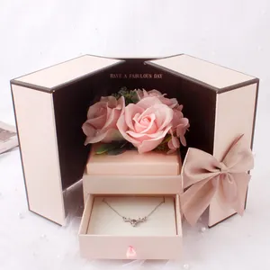 Pink Luxury surprise box preserve rose gift box packaging for flower roses