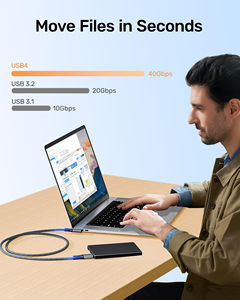 สายชาร์จ SYONG 240w Power Delivery แบบถักไนลอน Type C รองรับ 8K60Hz สาย USB4.0 แบบงอ 90 องศา ถ่ายโอนข้อมูล 40Gbps สำหรับ MacBook, <span class=keywords><strong>iPhone</strong></span> - Product Image 5