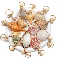 Porte-clés coquillage conque plaqué or naturel, breloque de sac souvenir de plage pour les marchés de touristes