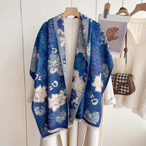 Cashmere Poncho Scarf Women Thick Warm Blanket Shawl Wraps Fashion Print 2023 Design Travel Pashmina Bufanda Stoles Echarpe