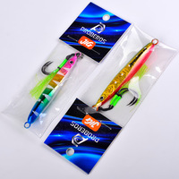 WildTrek Leurre de jigging lumineux en plomb 20g-80g avec hameçon assisté à plume, réfléchissant au laser, pour la pêche au brochet en eau salée et eau douce