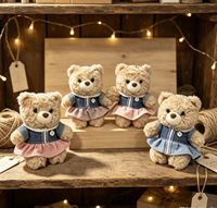 Porte-clés en peluche - Mini ours en peluche avec jolie robe à nœud papillon, breloque de sac
