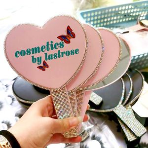 Bling Heart Shaped <b>Mirror</b> Rhinestone Hand Held <b>Mirror</b> Makeup Lash Hand <b>Mirror</b> for Cosmetics - Product Image 1