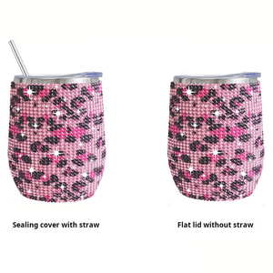 Vaso de Vino de Metal de Lujo con Tapa Brillante en Forma de U, Aislado, con Diamantes de Imitación y Purpurina, de 12 oz, para Viajes, Regalo para el Día de la Madre - Product Image 6