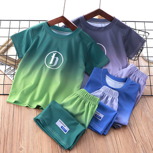 Completo Estivo a Maniche Corte per <span class=keywords><strong>Bambini</strong></span> 2024, Nuovo Stile con Motivo a Lettere, Tessuto in Poliestere, Abbigliamento per <span class=keywords><strong>Bambini</strong></span> Più Grandi - Product Image 4