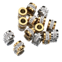 Bijouterie tendance plaquée or 18 carats Perles entretoises en acier inoxydable CZ Perles de pierres précieuses Zircon cubique Composants de fabrication de bijoux en diamant