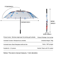 Parapluie de golf promotionnel grand format, ouverture automatique, 130 cm, en fibre de verre et pongé 190T, imperméable et coupe-vent, personnalisable avec logo imprimé