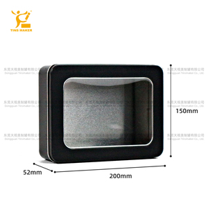 Tinsmaker Wholesale Custom Printing logo <strong>Rectangular</strong> <strong>Tin</strong> Box Oem &amp; Odm Tinplate Empty <strong>Tin</strong> <strong>Can</strong> <strong>with</strong> PVC Window Gift Packaging