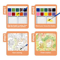 Livre de peinture à l'aquarelle sur le thème de la licorne magique, ensemble artistique pour enfants avec 24 feuilles, 12 couleurs et stylo pinceau à eau, activité éducative