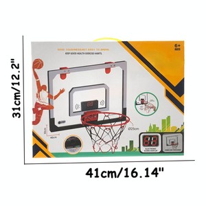 ชุดเกมบาสเก็ตบอลพลาสติกสำหรับเล่นในบ้าน พร้อมกระดานคะแนนอิเล็กทรอนิกส์ ไฟ LED ติดประตู ของเล่นห่วงบาสเก็ตบอลสำหรับเด็ก - Product Image 4