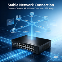 Commutateur réseau 16 ports 10/100 Mbps, boîtier métallique, commutateur Ethernet de bureau, Plug and Play pour caméra IP CCTV AP-5016