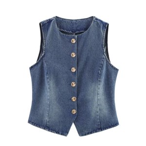 <span class=keywords><strong>Chaleco</strong></span> <span class=keywords><strong>Vaquero</strong></span> Vintage para <span class=keywords><strong>Mujer</strong></span>, Primavera 2026, Estilo Casual sin Mangas para Trajes, con Detalles <span class=keywords><strong>de</strong></span> <span class=keywords><strong>Piel</strong></span> - Product Image 3