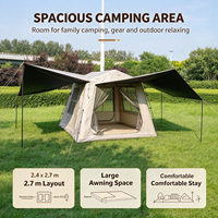 Support de colonne en PVC robuste, auvent double aile en Oxford 300D noir enduit, installation rapide, tente gonflable de luxe pour glamping