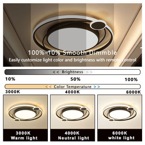 Plafonnier LED moderne minimaliste nordique AC 220V avec télécommande, IP44, couvercle <span class=keywords><strong>en</strong></span> acrylique, fer chromé, 6000K, CRI élevé, chambre à coucher, <span class=keywords><strong>cuisine</strong></span> - Product Image 2