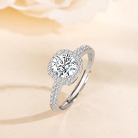 Bague de luxe exquise en argent sterling 925 plaqué rhodium avec moissanite carrée en forme de cube de sucre, bijou de mode pour femme, vente en gros