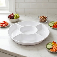 Plat de service en mélamine incassable à 6 compartiments, imprimé sur mesure, pour sauces et apéritifs, idéal pour les fêtes - Vente en gros