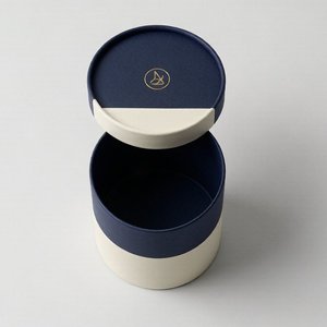 Custom Blue Cardboard Paper Tube Packaging Luxury Cylinder Gift <b>Box</b> for Cosmetics Candles Skincare Products - Product Image 3