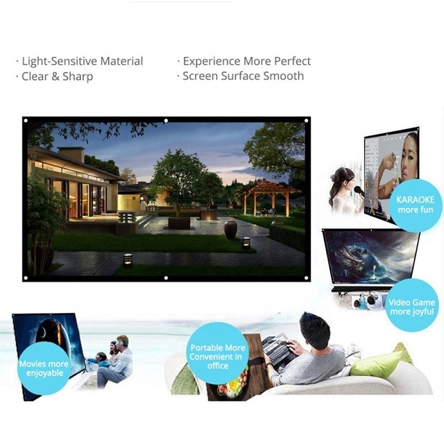 92 Inch Metal Projector Screen Portable Projector Screen Fabric ALR Grey Manual Projector Screen