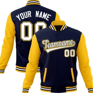 เสื้อแจ็คเก็ตเบสบอลแบบ Letterman  แบบยูนิเซ็กซ์ ราคาประหยัด  ผ้าคอตตอนผสม  ทรงวินเทอร์  ทันสมัย  ตกแต่งด้วยการเย็บแบบลำลอง - Product Image 1