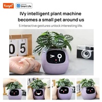 Pot de plante intelligent Tuya Wifi Ai avec rappel d'arrosage, plus de 49 expressions riches, 7 capteurs intelligents, décoration d'intérieur, plante de lierre