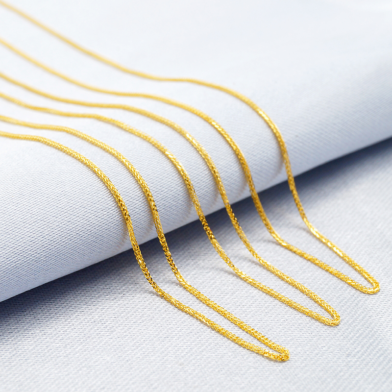 アクセサリー Saudi Gold 18K/ AU750 Au750 Solid AU750 18K Yellow Gold Necklace / Fine Box Chain